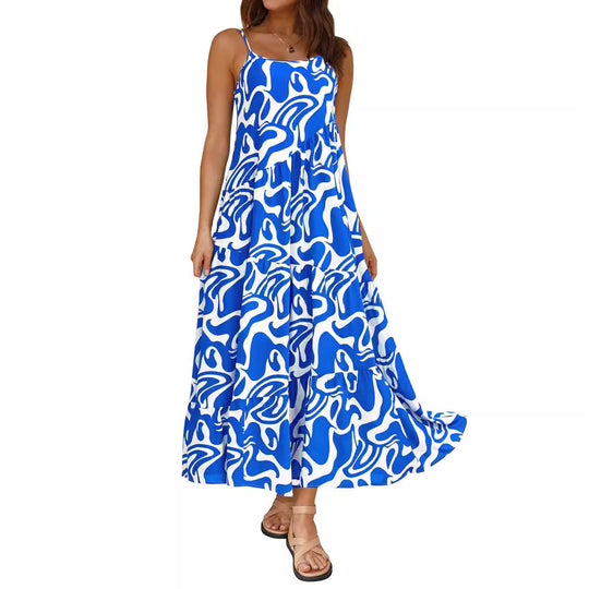 Damen Maxikleid mit verspieltem Schnitt und fließenden Volants EB