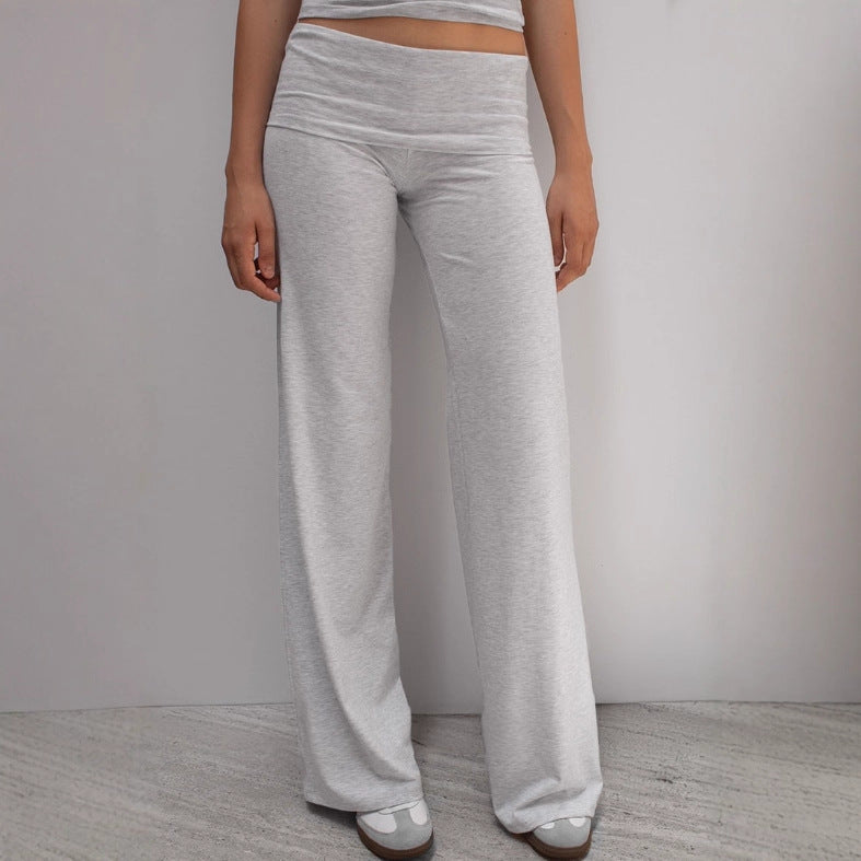 Damen nan weite Palazzohose mit Umschlagbund aus elastischem Viskosejersey EB