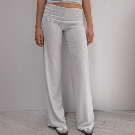 Damen nan weite Palazzohose mit Umschlagbund aus elastischem Viskosejersey EB