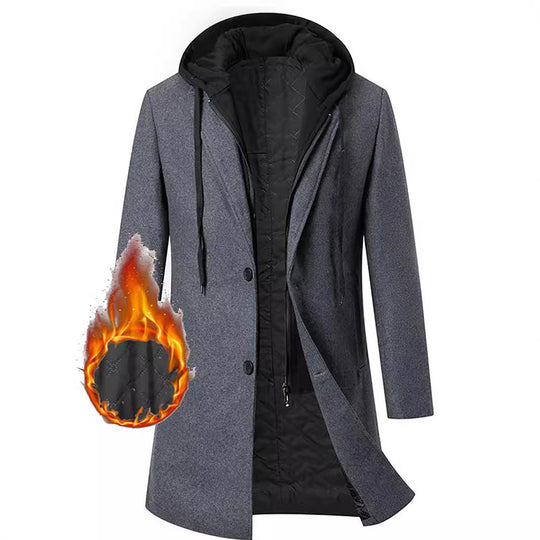 Damen eleganter Mantel mit abnehmbarer Kapuze und sportlichen Akzenten EB