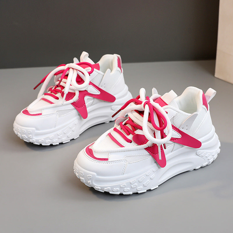 Damen trendige Chunky Sneaker mit dämpfendem Sohlenprofil und atmungsaktiver Oberfläche EB