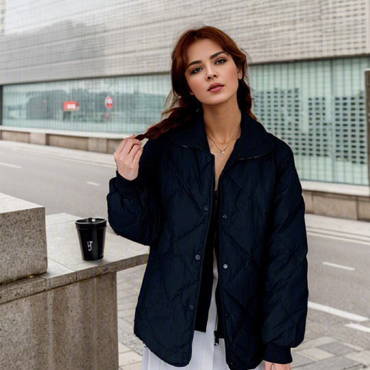 Damen gesteppte Übergangsjacke mit elastischen Bündchen und praktischen Taschen EB
