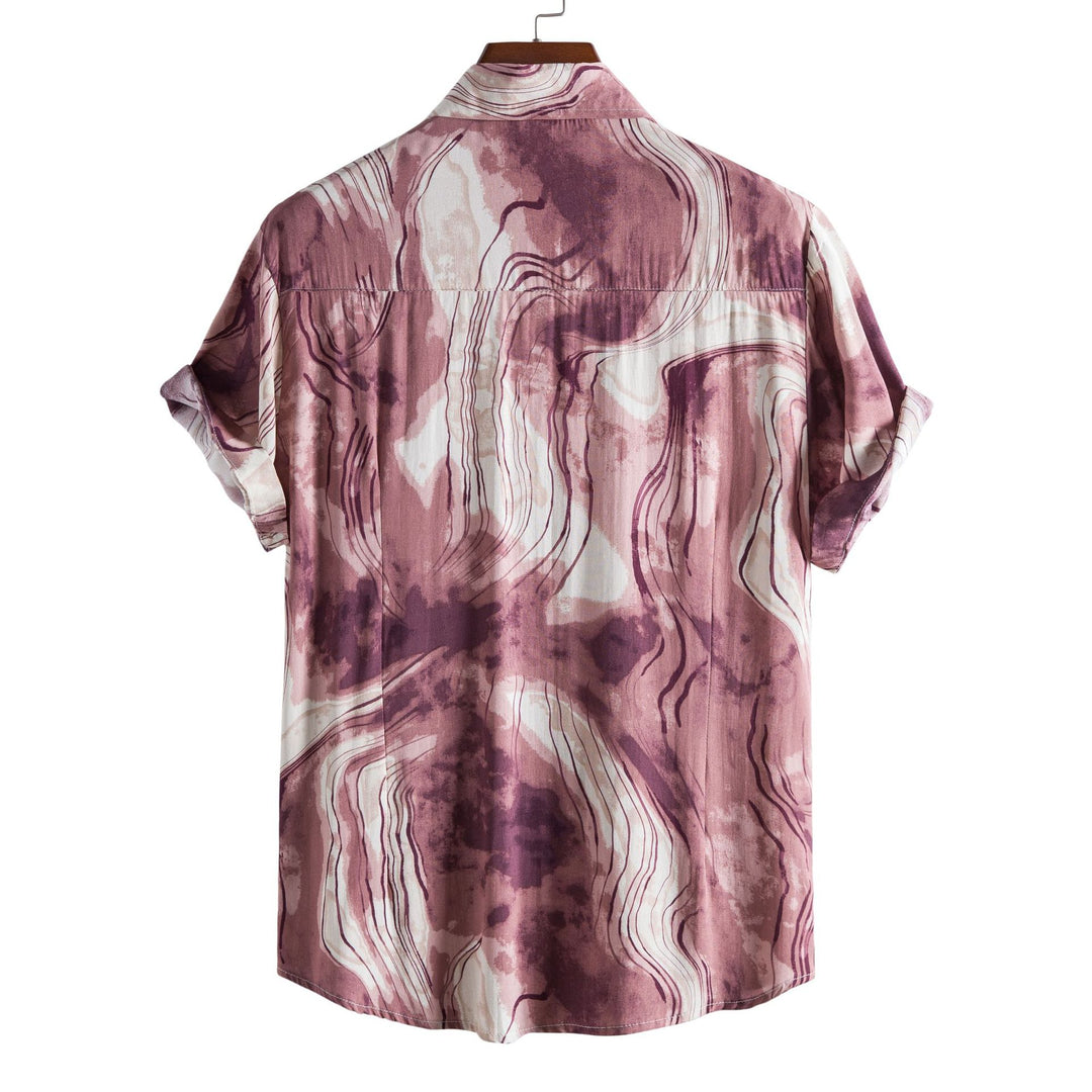 Damen Kurzarmhemd mit kreativem Aquarell-Design EB
