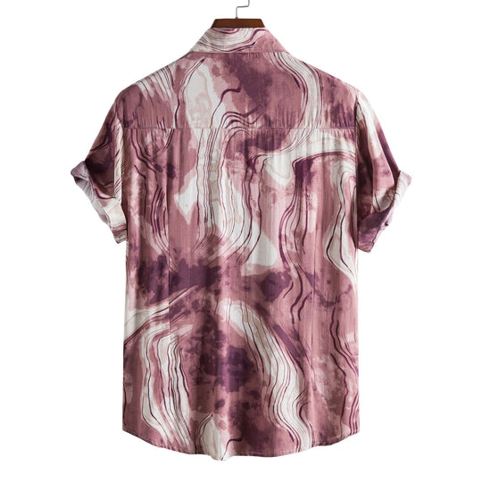 Damen Kurzarmhemd mit kreativem Aquarell-Design EB