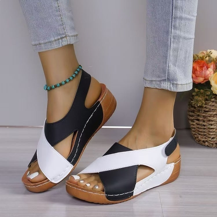 Damen offene Sandalen mit modischem Fächerdesign EB