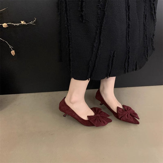 Damen elegante Ballerinas mit dekorativer Schleifenverzierung EB
