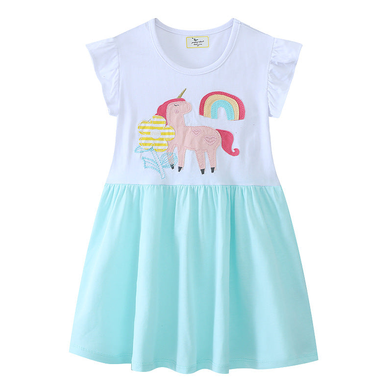 Mädchen Baumwollkleid mit zauberhaftem Einhorn-Motiv EB