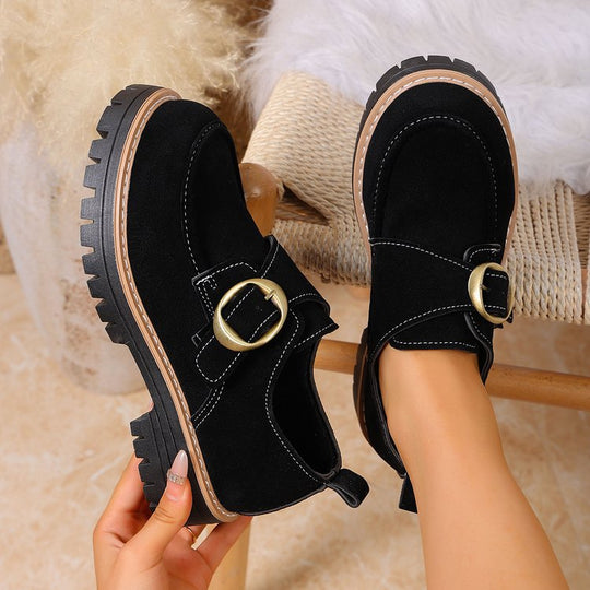 Damen Schnürschuhe mit modischem Riemen und robustem Profil EB