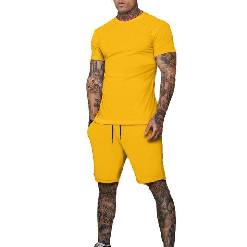 Herren Sportliches Kurzarm- und Shorts-Set mit kontrastierenden Details EB
