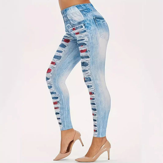 Damen Leggings mit coolen Destroyed-Details und hohem Bund EB