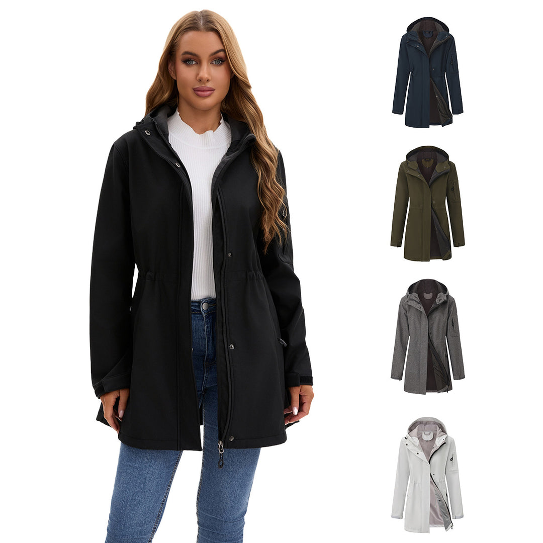 Damen nan funktionaler Softshell-Parka mit Teddyfleece-Futter, Kapuze und Taillenzug EB