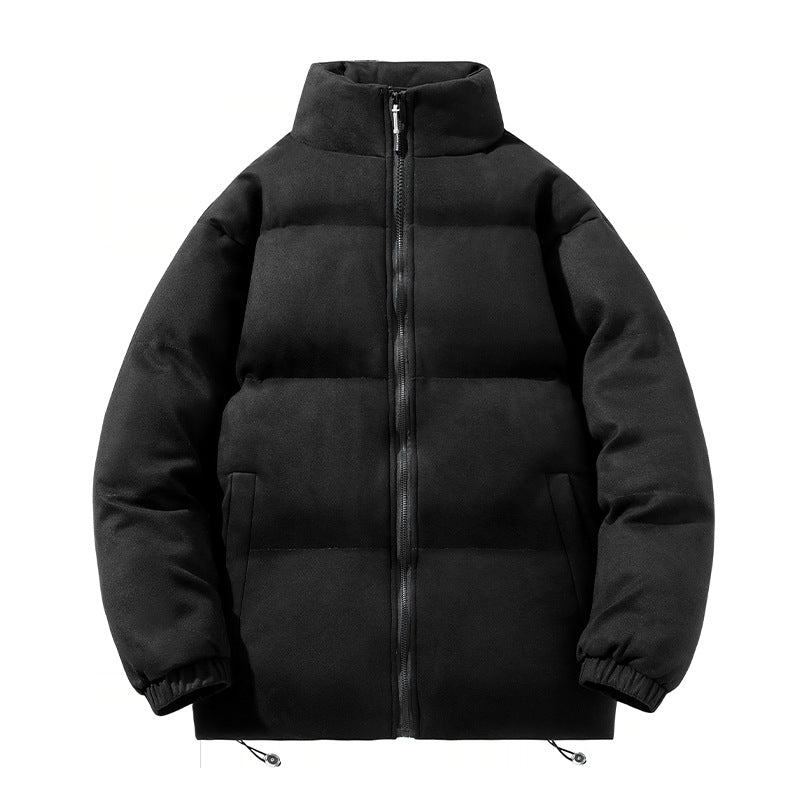 Herren breite Blocksteppjacke mit wattierter Thermofüllung, hohem Stehkragen und Kordelzugsaum EB