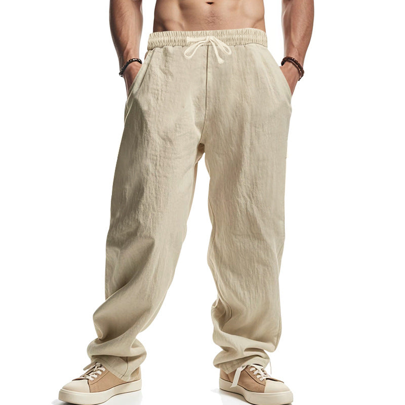 Herren nan leichte Leinenhose mit elastischem Bund und seitentaschen lässiger Schnitt EB