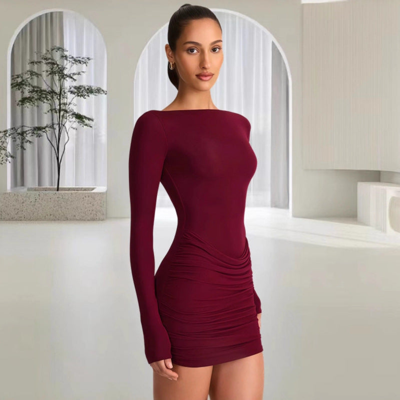 Damen Figurumspielendes Minikleid mit schulterfreiem Design und eleganter Drapierung EB
