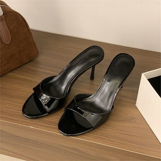Damen elegante Slingback Sandaletten mit glänzendem Riemendesign EB