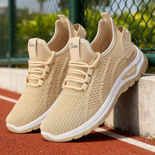 Damen nan sockenähnlicher Strick-Fit Sneaker mit elastischer Schnürung, gelochter Fersenverstärkung und dämpfender Plateau-Sohle EB