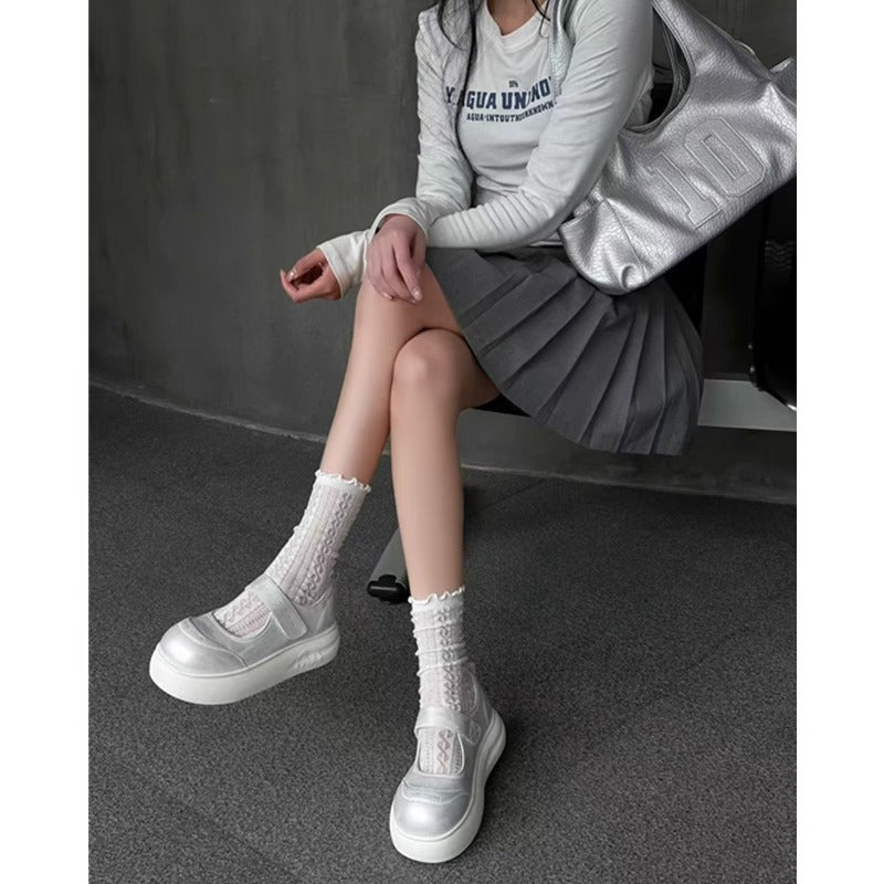 Damen Sportliche Plateau-Sneaker mit verstellbarem Klettverschluss und stylischem Obermaterial EB