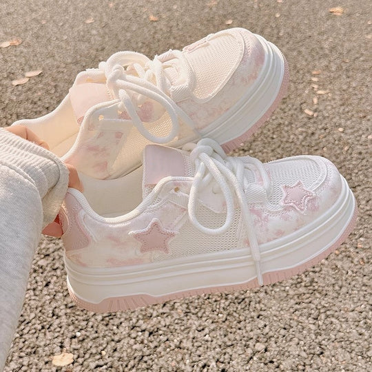 Damen Komfortable Sneaker mit modischem Sternenmotiv und atmungsaktiven Netzdetails EB