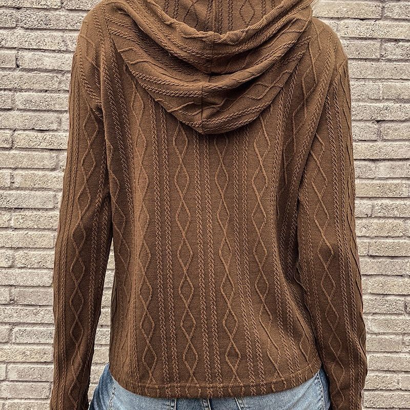 Damen Kapuzensweatshirt mit strukturiertem Zopfmuster EB