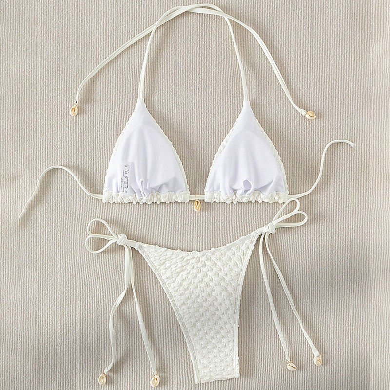 Damen Triangel-Bikini-Set mit dekorativem Bindeband EB