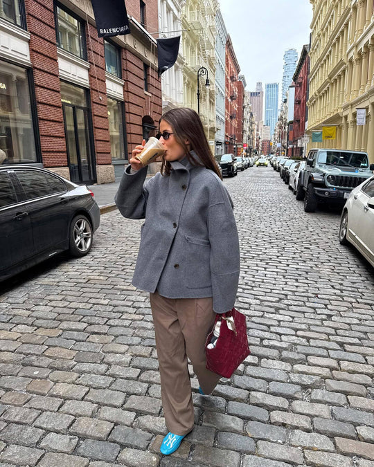 Damen Modische Oversized-Jacke aus hochwertigem Wollmix EB