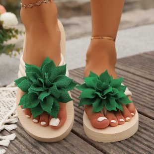 Damen Zehentrenner-Sandalen mit dekorativem Blumen-Detail und komfortablem Fußbett EB