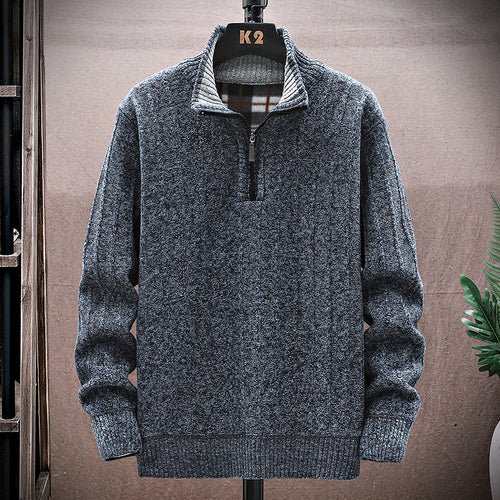 Herren strickpullover mit hohem Kragen und Reißverschluss EB