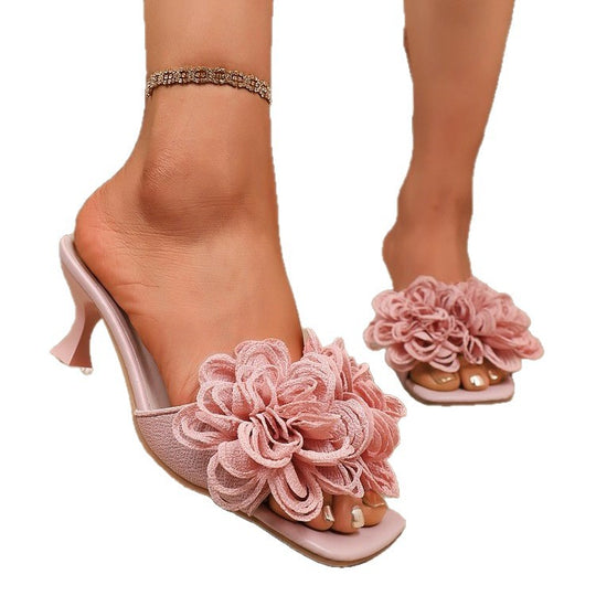 Damen elegante Hausschuhe mit floralen Applikationen EB