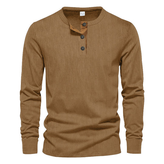 Herren Langarm-Henley-Shirt mit strukturiertem Design EB
