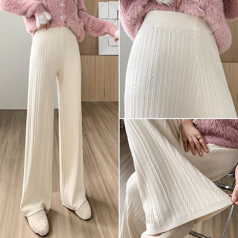 Damen Weiche Strickhose mit Zopfmuster EB