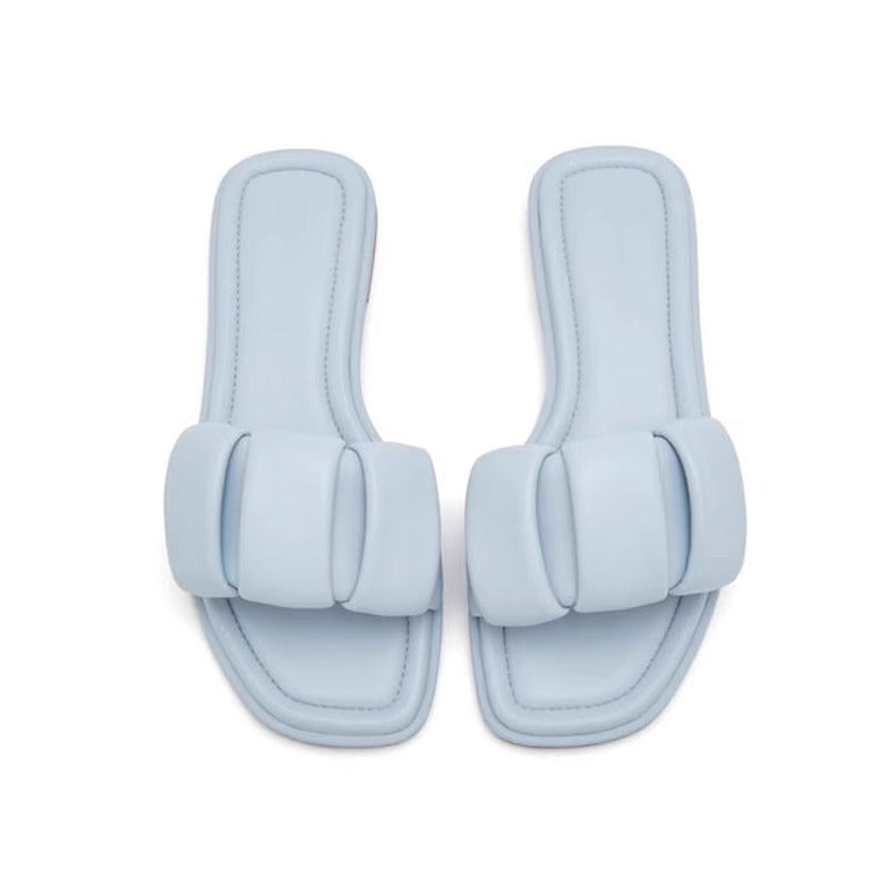 Damen Komfortable Slides mit dekorativem Riemendesign EB
