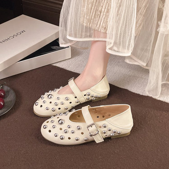 Damen elegante Ballerinas mit Schmuckdetails EB