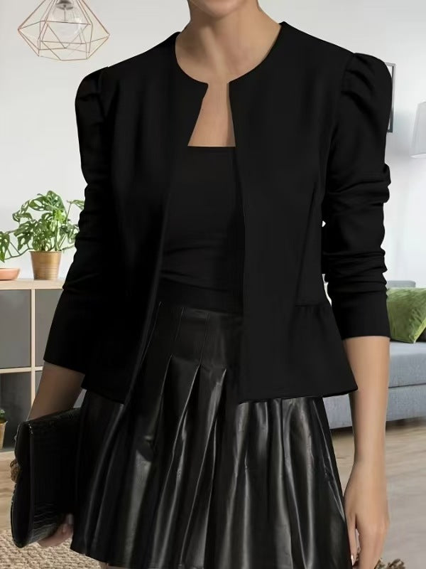 Damen Modische Blazerjacke mit Puffärmeln und strukturiertem Design EB