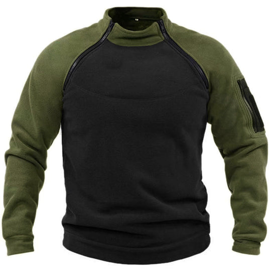 Herren Fleece-Pullover mit hohem Kragen und funktionalen Taschen EB