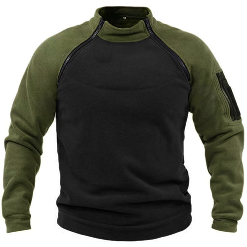 Herren Fleece-Pullover mit hohem Kragen und funktionalen Taschen EB