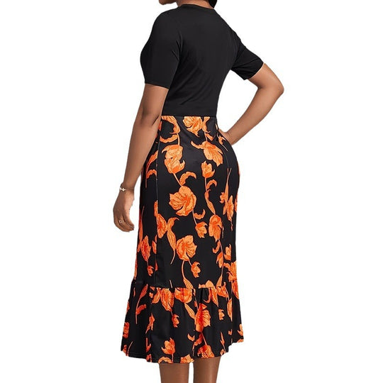 Damen Kleid mit floralem Muster und Knopfdetails EB