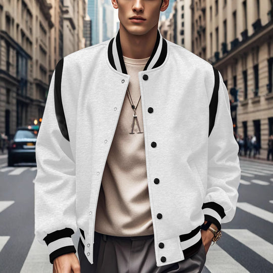 Herren Sportliche Collegejacke mit kontrastrierenden Ärmeln und Knopfdetails EB