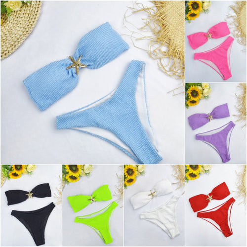Damen Bandeau-Bikini mit funkelndem Sternen-Detail EB