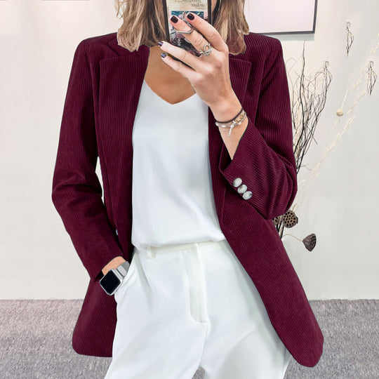 Damen elegante Blazerjacke mit Streifenmuster und modernem Schnitt EB