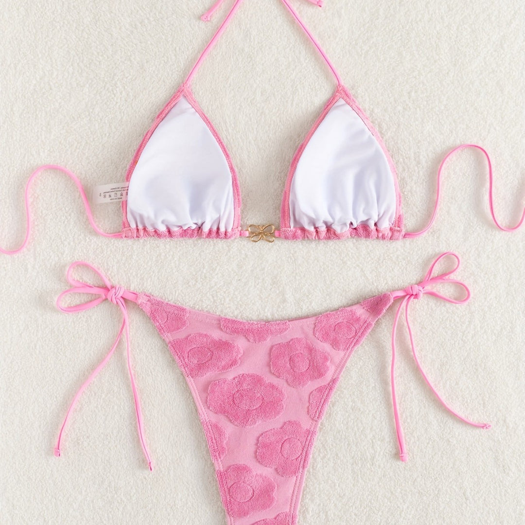 Damen Bikini-Set mit raffiniertem Blumenmuster und verstellbaren Trägern EB