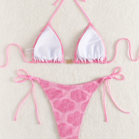 Damen Bikini-Set mit raffiniertem Blumenmuster und verstellbaren Trägern EB