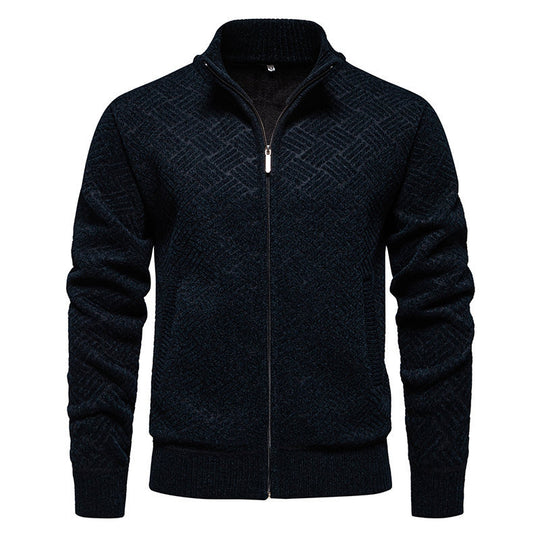 Herren modische Strickjacke mit hochgeschlossenem Kragen und Reißverschluss EB
