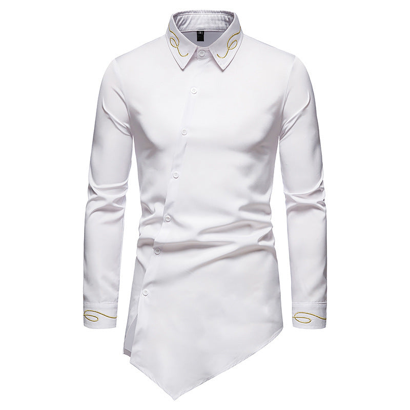 Herren Longsleeve Hemd im avantgardistischen Design mit asymmetrischem Saum EB
