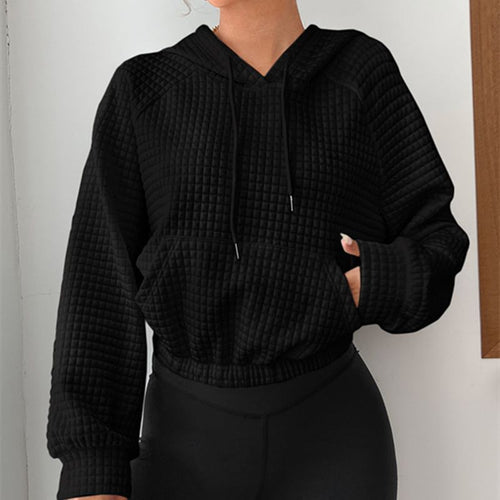 Damen modischer cropped Hoodie mit strukturierter Oberfläche EB