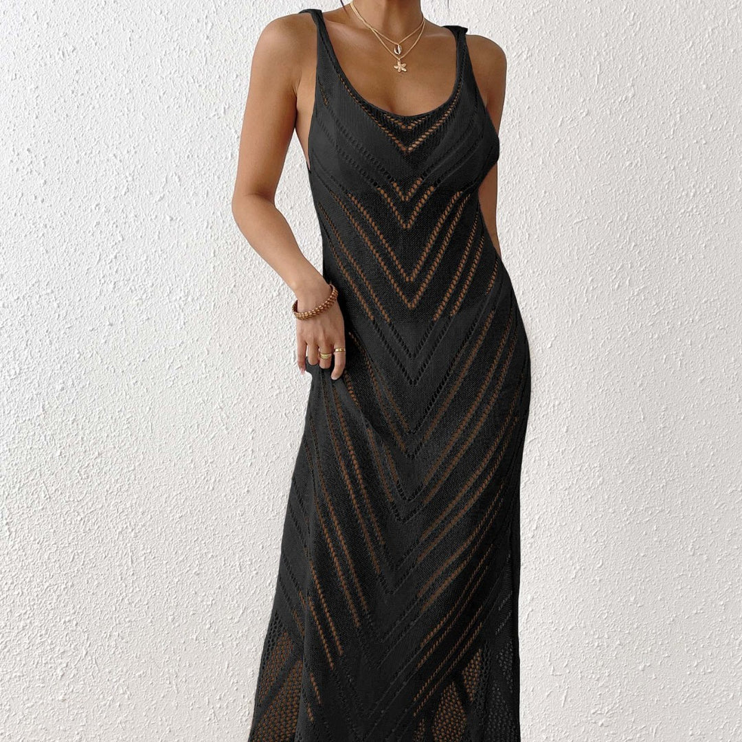 Damen luftiges Häkel-Midi-Kleid EB
