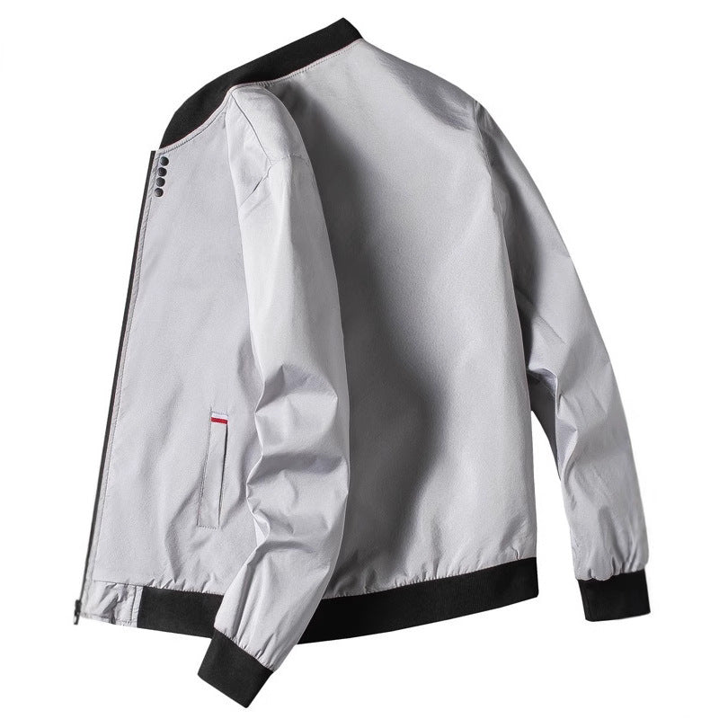 Herren modische Freizeitjacke mit hohem Kragen und seitlichem Reißverschluss EB