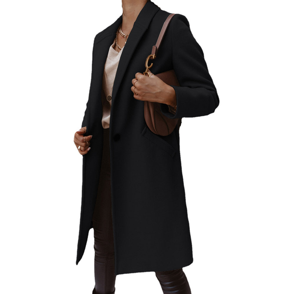 Damen eleganter Wollmantel mit schmaler Silhouette EB