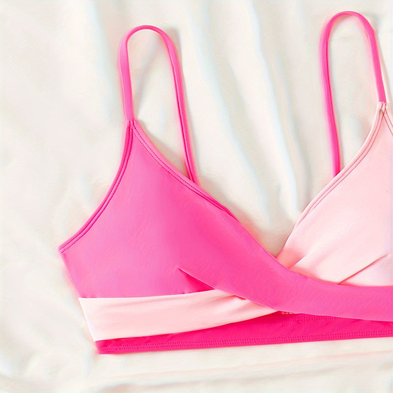 Damen Zweiteiliges Bikini-Set mit modernem Wickeldesign und hohen Taillenslip EB