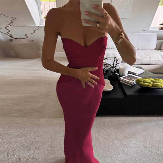 Damen Elegantes Bodenkleid mit strategisch platzierten Schnürdetails EB