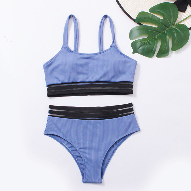Damen Sportliches Bikini-Set mit modischer Elastikband-Optik EB